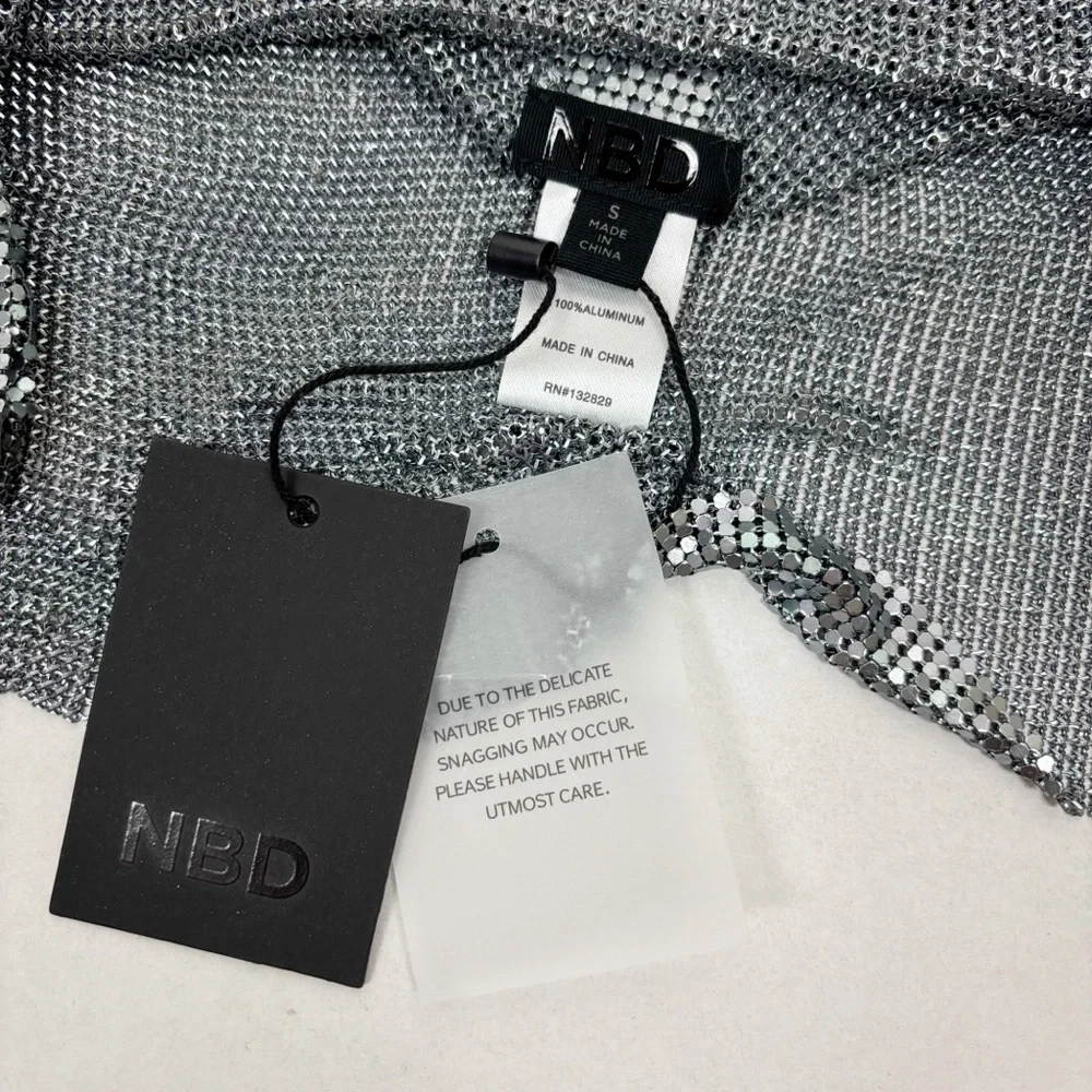 NBD Kimmy Halter Top in Silver Size S